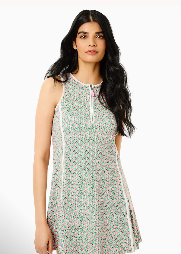 Smooth Sport Gardenia Active Dress in Bubblegum Floral Trellis