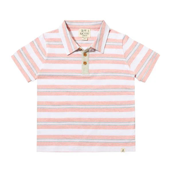 Shipping Pink/Grey/White Stripe Polo