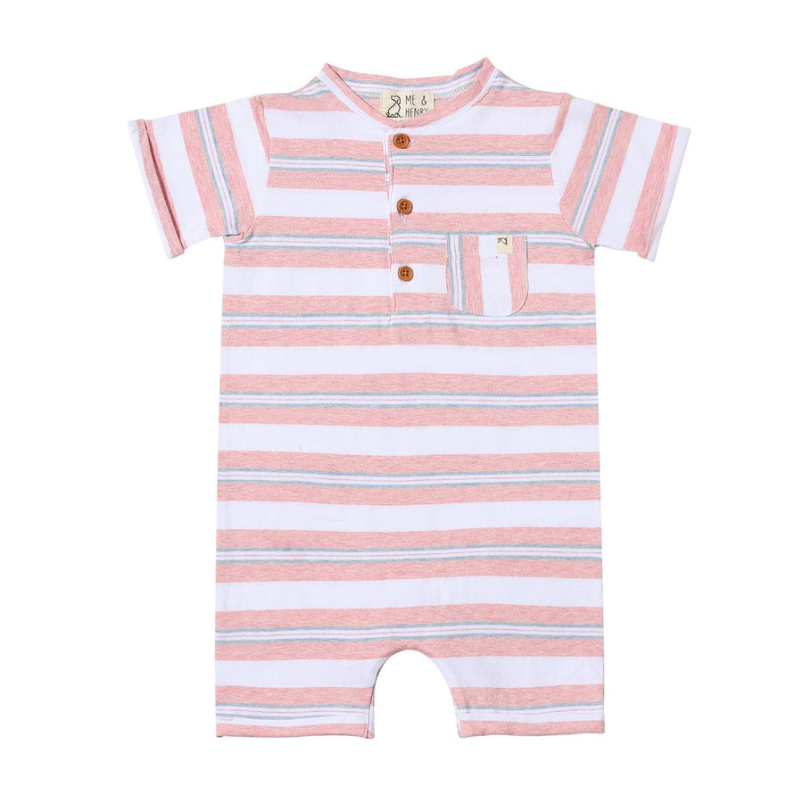 Camborne Henley Romper Pink Grey