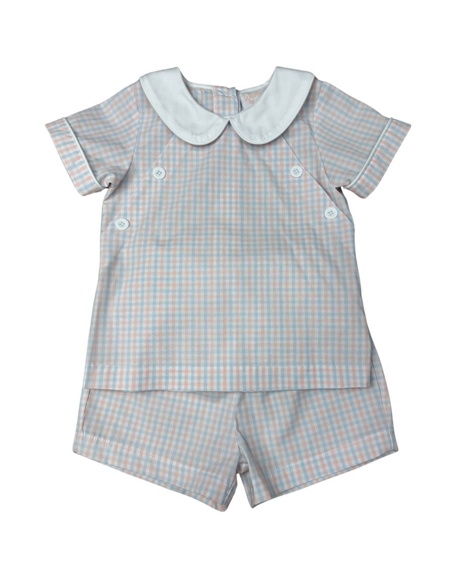 Classic Spring Plaid Collared Short Set
