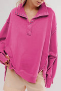Half button outseam oversized sweatshirt