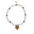 Imperial Heart Bead Necklace with Blue and White Ceramic Beads