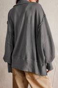 Half button outseam oversized sweatshirt
