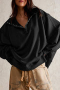 Half button outseam oversized sweatshirt