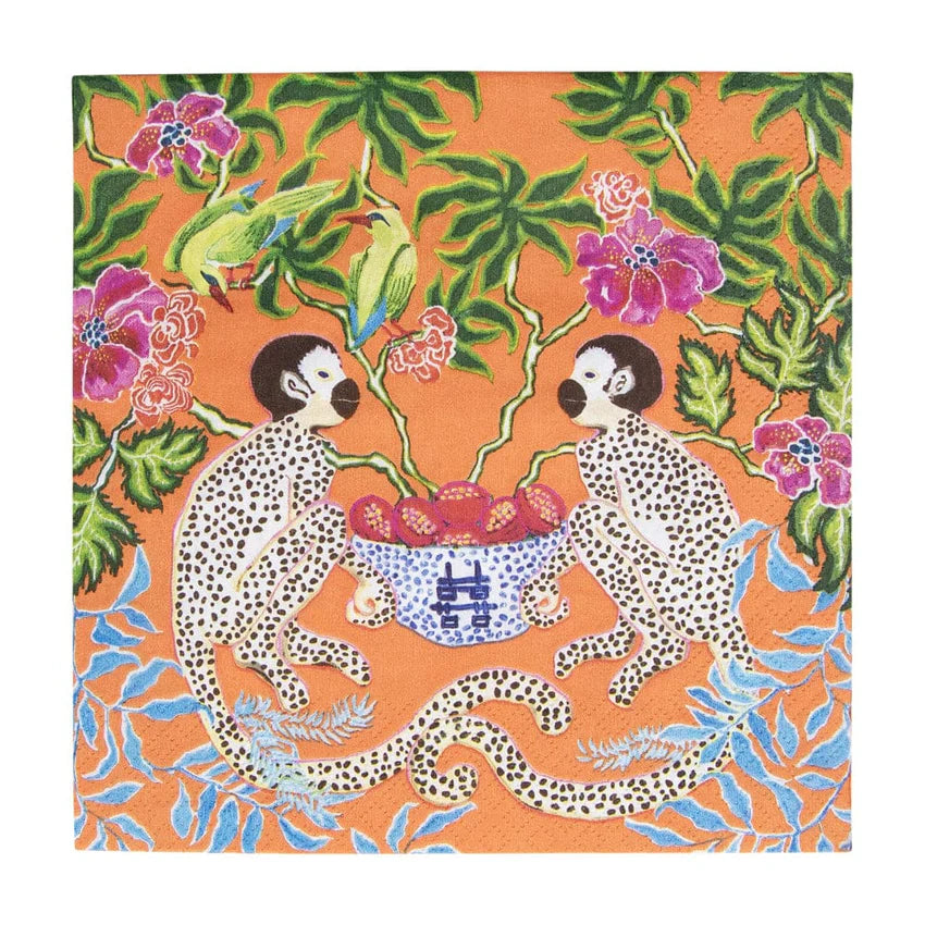 Monkeys Orange Napkin Luncheon