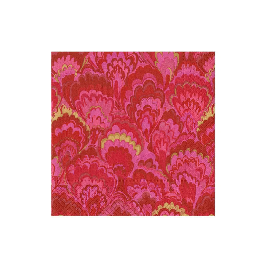 Marbled Ceramica Red & Fuchsia Cocktail Napkin