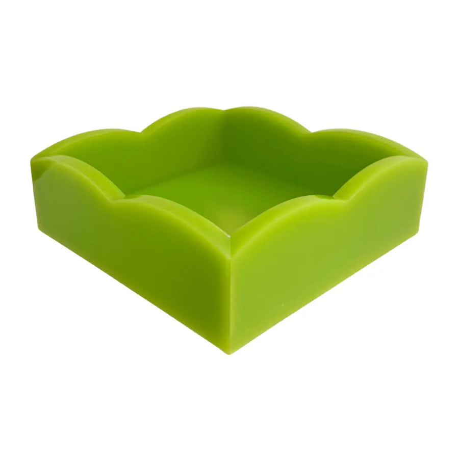 Green Palm Scalloped Acrylic Cocktail Napkin Holders