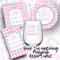 Mahjong Pink Plaid "Can I Use a Joker" 24ct Guest Napkins
