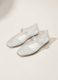 LISA Woven Jelly Mary Jane Flats Tapered Square Toe Trend Sh