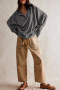 Half button outseam oversized sweatshirt