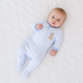 Puppy Playtime Applique Zip Footie - Light Blue