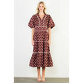 Puff Sleeve Tiered Print Dress
