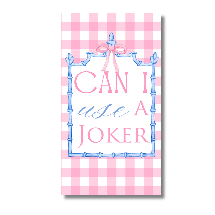 Mahjong Pink Plaid "Can I Use a Joker" 24ct Guest Napkins