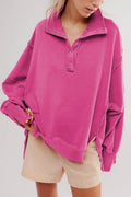Half button outseam oversized sweatshirt