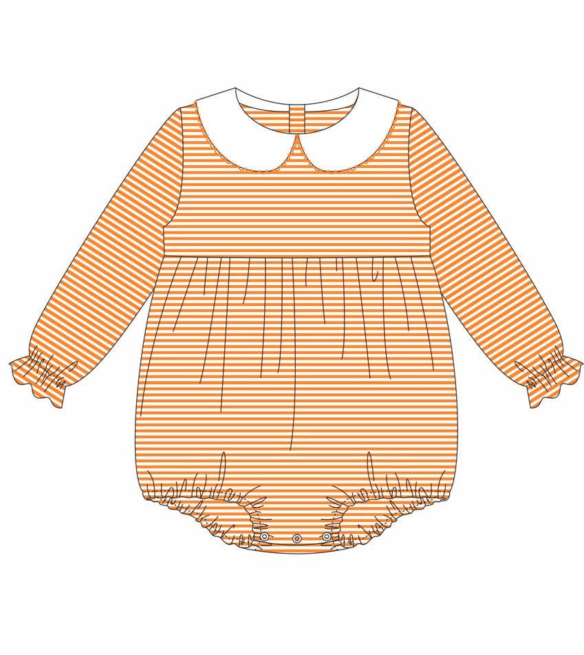 Knit Stripe Long Sleeve Peter Pan Collar Bubble - GIRL