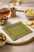 Lime Hemstitched Linen 6" Cocktail Napkin
