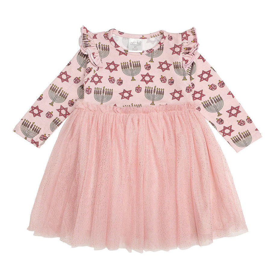 Hanukkah Long Sleeve Tutu Dress - Kids Tutu Dress - Holiday