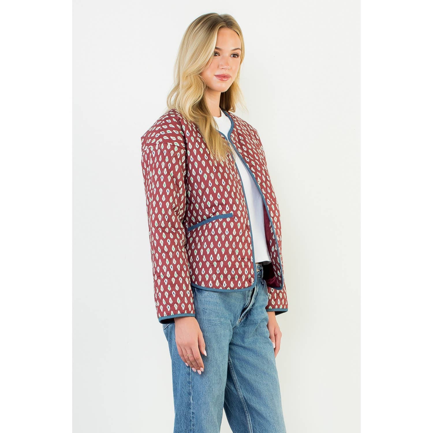Print Detailed Quilted Jacket