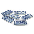 Blue/White Small Rectangle Dish-6Asst-3.5"L-1472