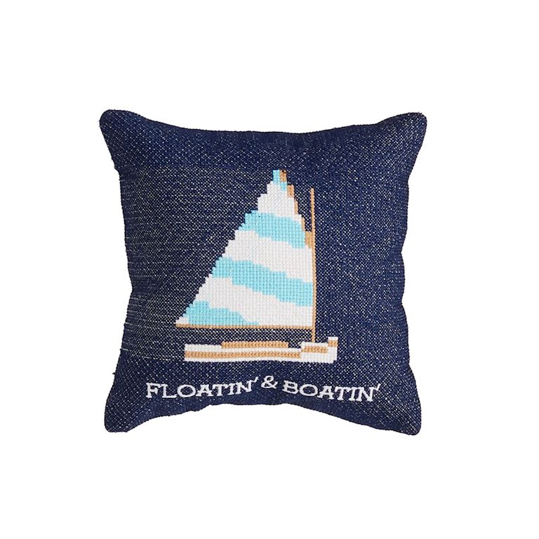 Floatin & Boatin Mini Embroidered Mini Pillow