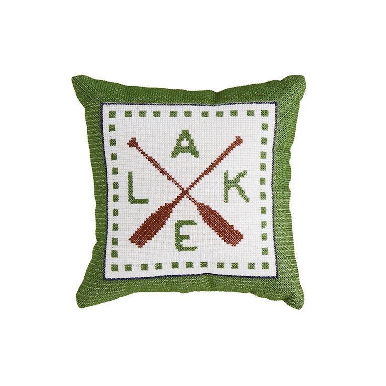 Lake Embroidered Mini Pillow