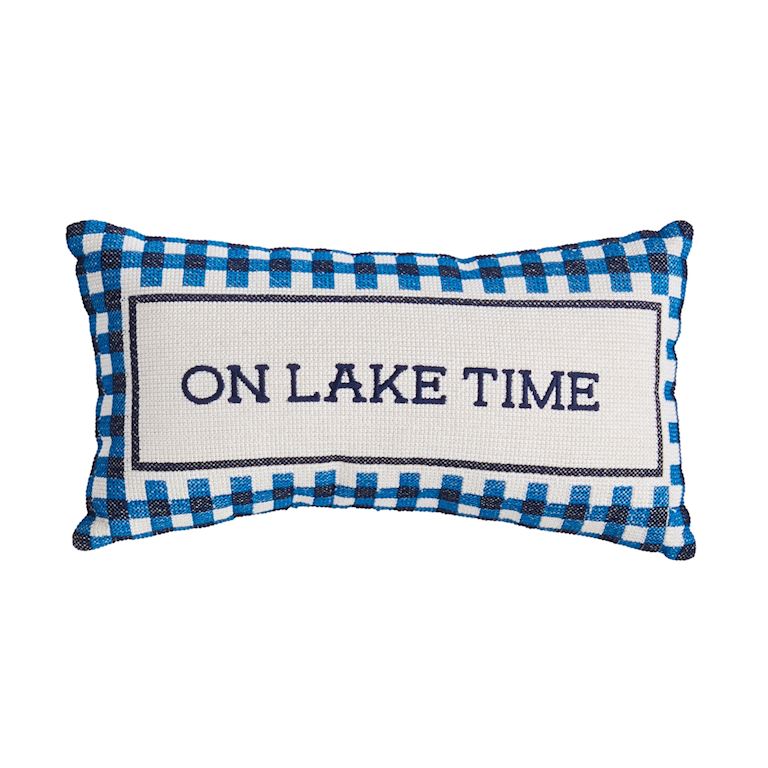 On Lake Time Embroidered Mini Pillow