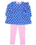 Abree Blue Ribbon Bow Legging Set