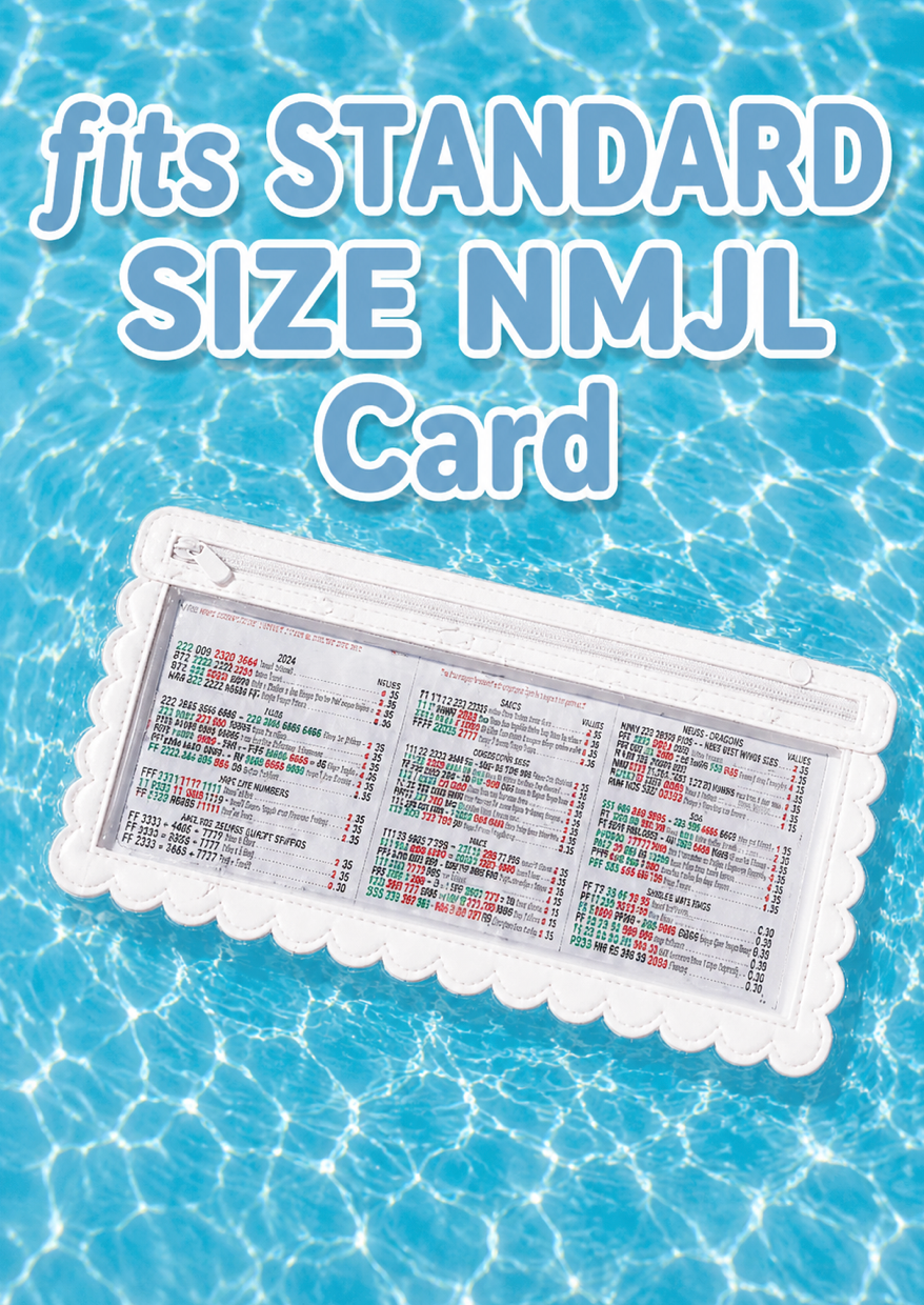 Splash-Proof Mahjong Card Holder for Pool Mahjong - White Scallops STANDARD SIZE