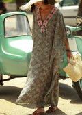 Bohemian V-Neck Beach Colorful Print Dress Kaftan