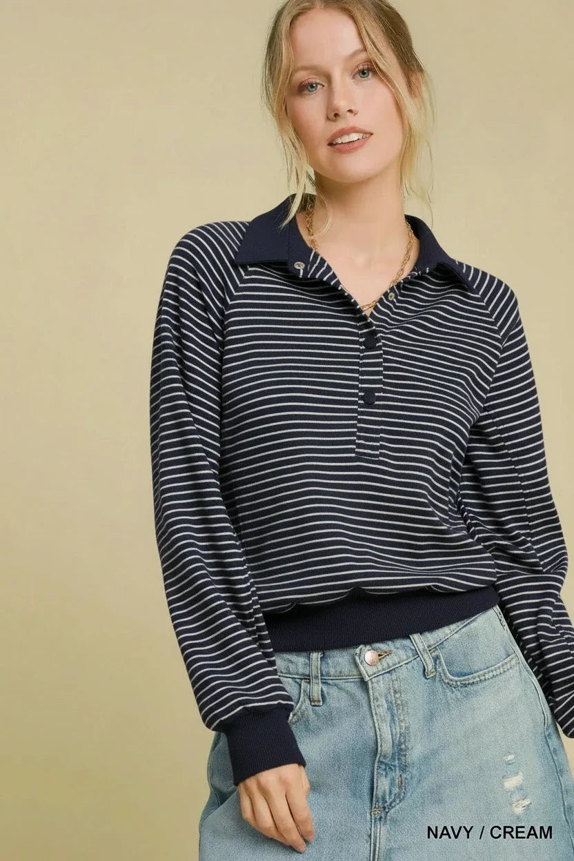 Henley Style Striped Shirt