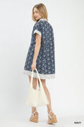 Border Print Belted Shirt Dress