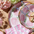 Pink Hydrangea Set of 2 Hand-Crafted Wood Round Tray