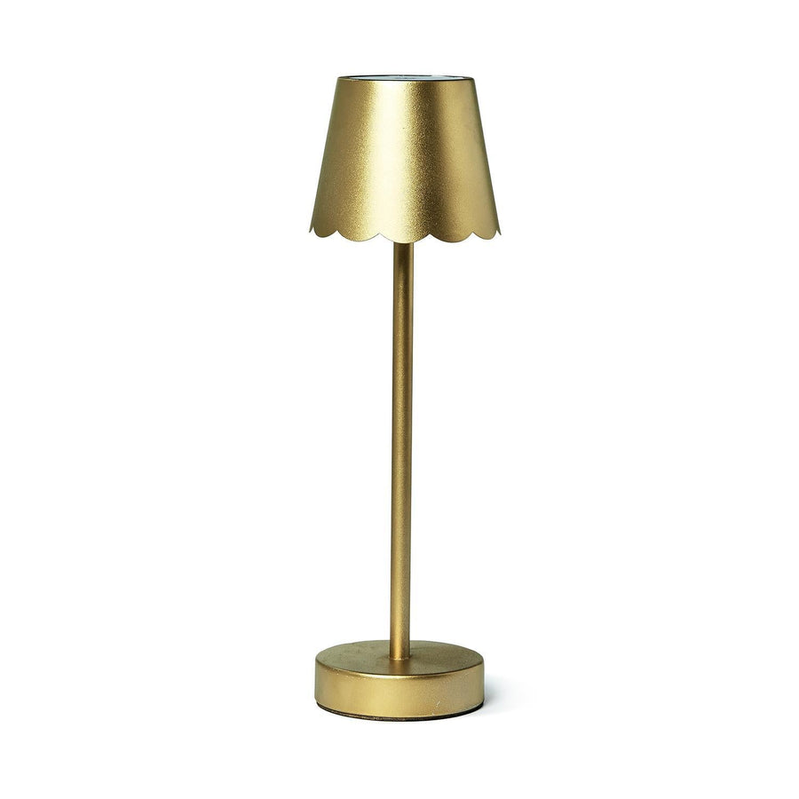 Gold LED Portable Cordless Table Lamp with Scalloped Edge Shade