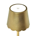 Gold LED Portable Cordless Table Lamp with Scalloped Edge Shade
