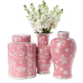 Hand-Painted Pink Chinoiserie Vases / Jar