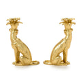 Gold Leopard - Set of 2 Tapered Candleholders