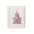 Pink Pagoda Set of 4 White Beaded Framed Wall Art Prints