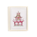 Pink Pagoda Set of 4 White Beaded Framed Wall Art Prints