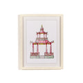 Pink Pagoda Set of 4 White Beaded Framed Wall Art Prints