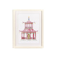 Pink Pagoda Set of 4 White Beaded Framed Wall Art Prints