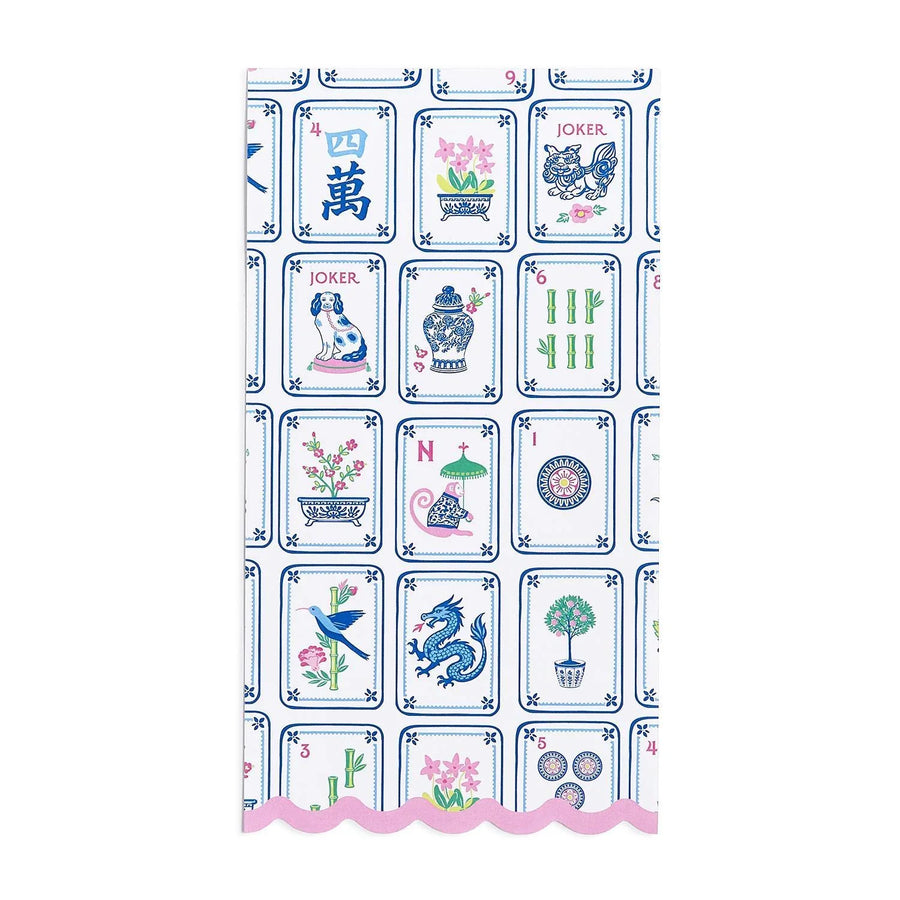 Mahjong Tiles 3-Ply Scalloped Edge Paper Napkin Dinner / Guest Towel Pack (includes 20 napkins) - Paper