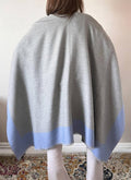 Blue-grey knit front Poncho Cape Cardigan