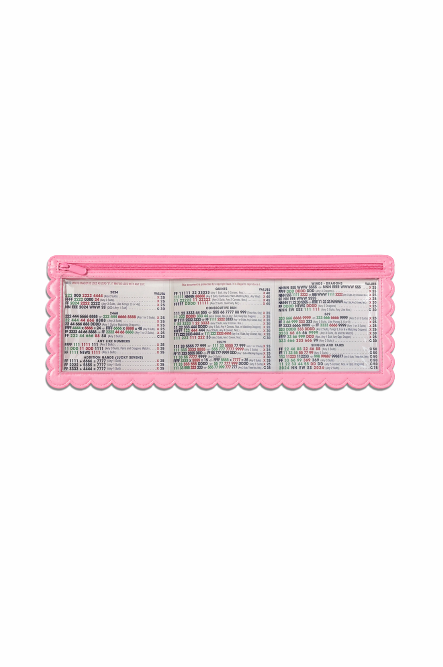Splash-Proof Mahjong Card Holder for Pool Mahjong - Pink Scallops LARGE SIZE