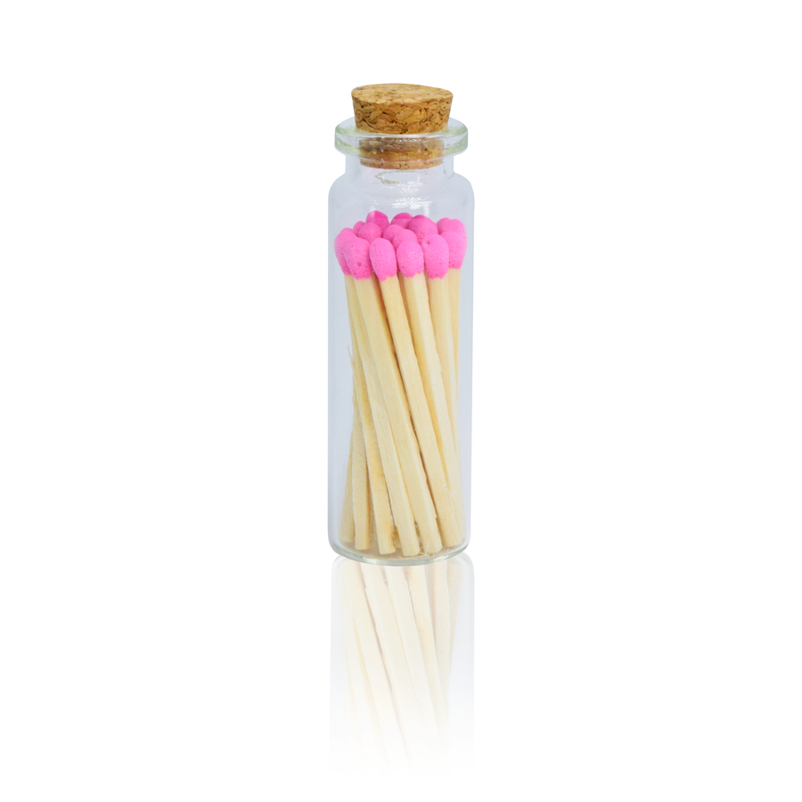 Small Match Bottles - Safety Matches in Jars - Pink