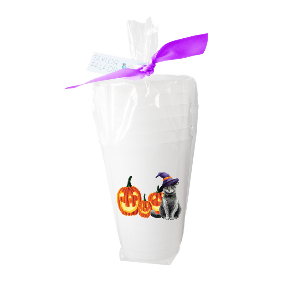 Halloween Cat Frosted Cups | Set of 8