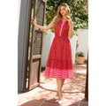 Halter Button Up Print Maxi Dress