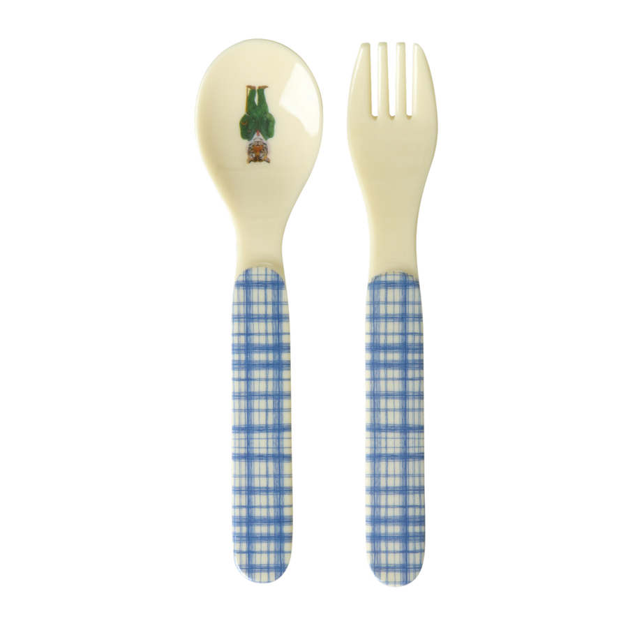 Baby Spoon and Fork - Blue - Nathalie Lété Print