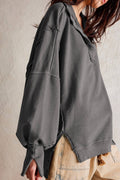 Half button outseam oversized sweatshirt