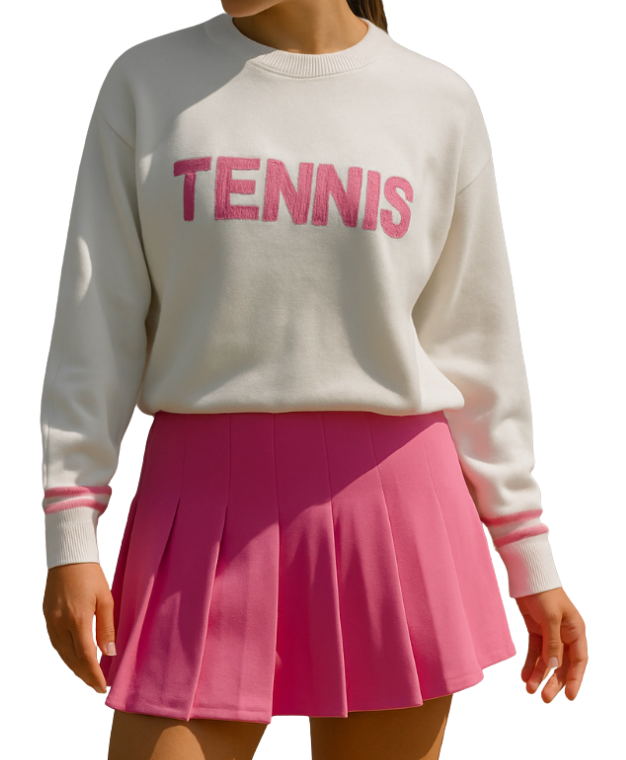 Tennis Sweater - Pink Embroidery