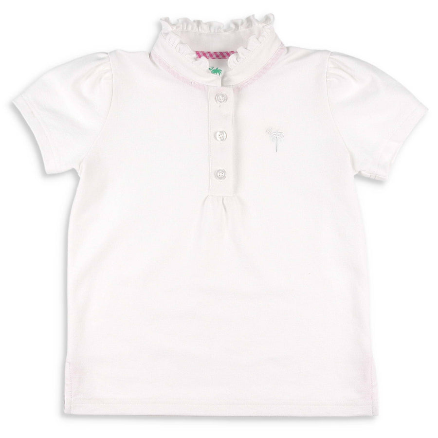 Girls Polo Top - White Pique